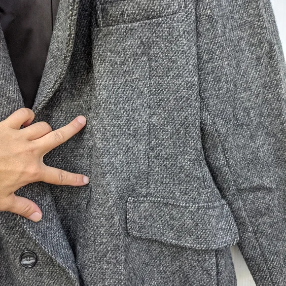 VINTAGE Bromleigh 100% pure wool charcoal gray peacoat trench coat